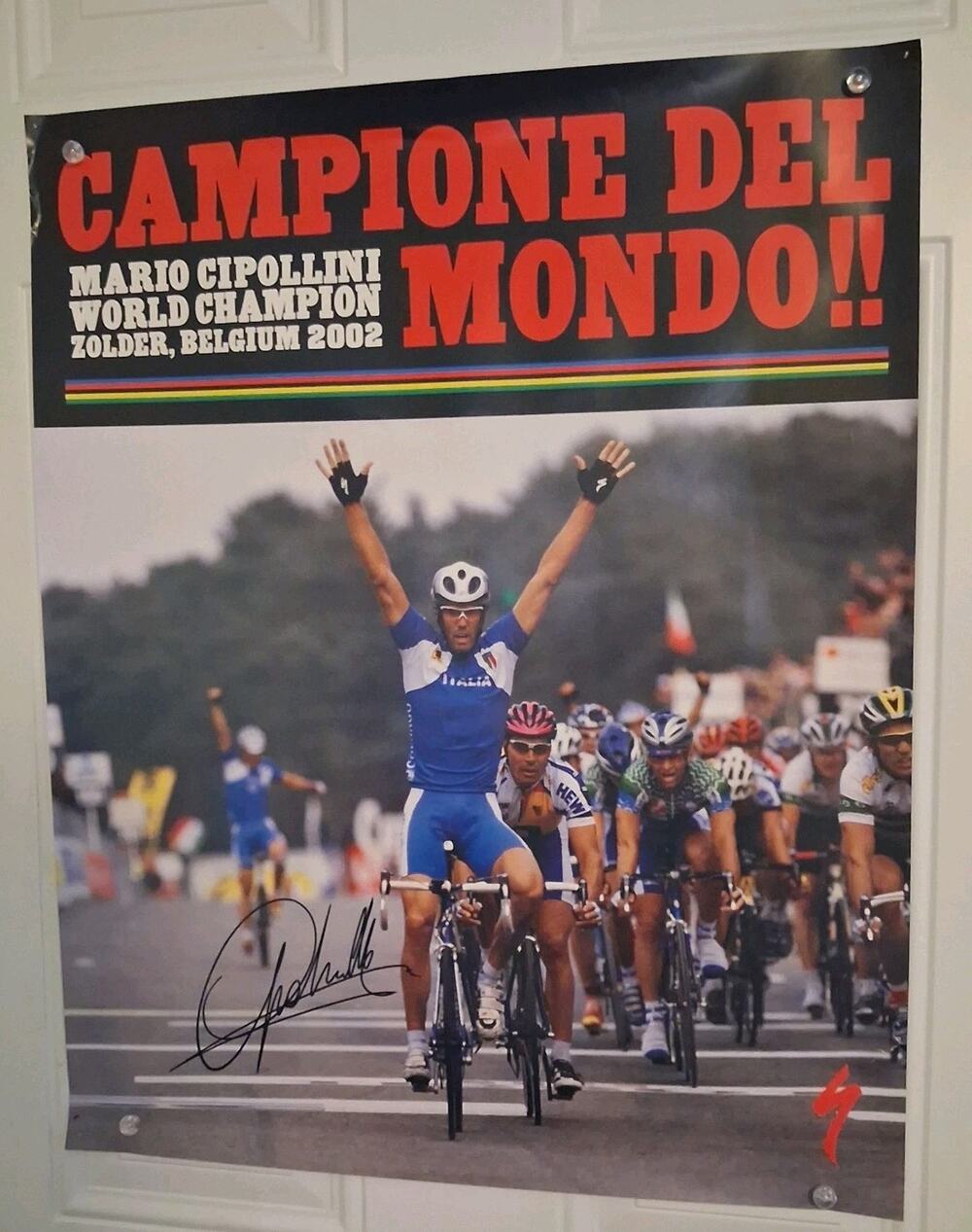 Mario Cipollini 2002 World Road Championships Poster Facsimile Sig 22x27.5"